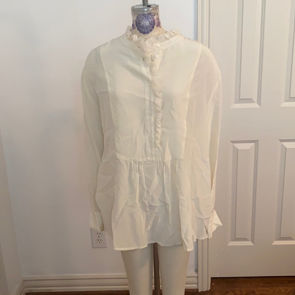 Sea New York NWT Silk Ruffle Trim Top Size 10